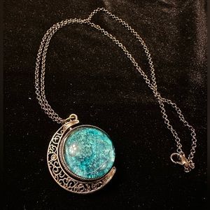 HAND PAINTED BIG Double Moon Necklace INDIANA ARTIST SUSAN OTTINGER One of Kind